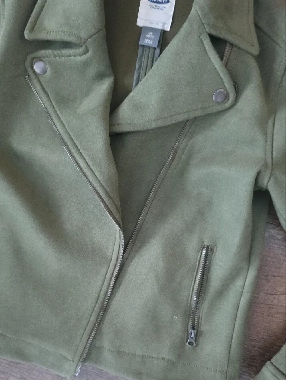 Old Navy Olive Green Faux-Suede Moto Jacket
